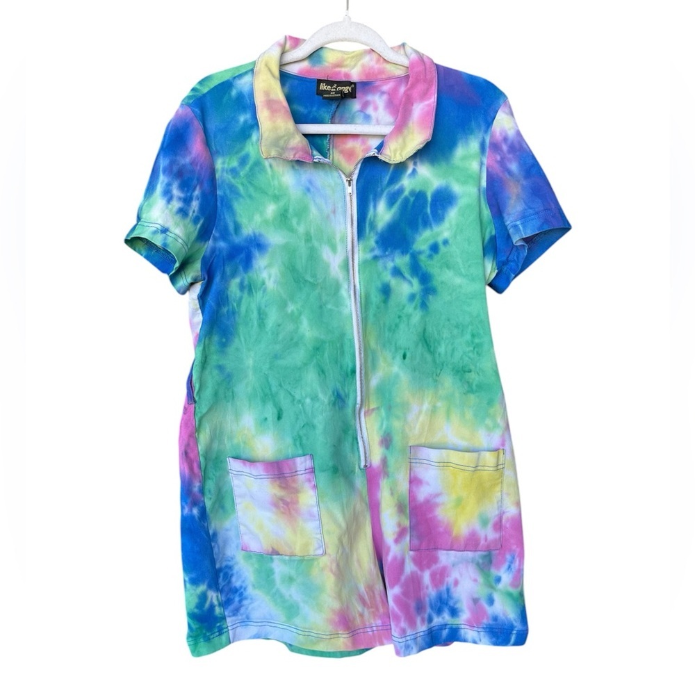 Tie dye zip up romper #tieDye